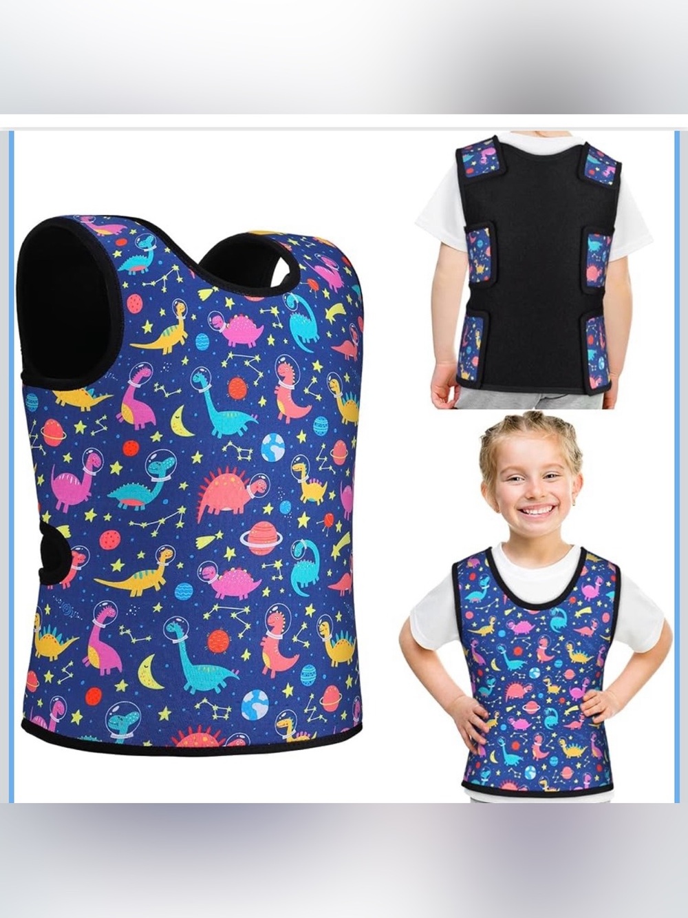 Kids Dino Space Sensory Vest - Navy Blue